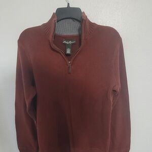 Eddie Bauer Men's Zip-Neck Sweater in Chestnut Brown